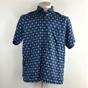 Tasso Elba Blue Floral Casual Button Down Shirt